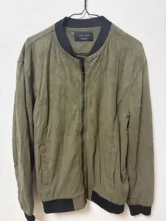 ZARA MAN オリーブグリーン ノーカラージャケット