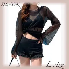 水着 ビキニ 3点セット セパレート タンキニ ショートパンツ 透け感カバー