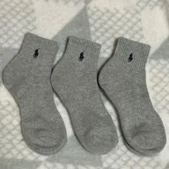 ポロ・ラルフ・ローレン ロゴ入り グレー ソックス 3足セット24-26cm