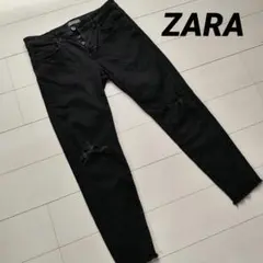 ZARA MAN ダメージ加工 スキニーデニム ブラック 黒 ストレッチ