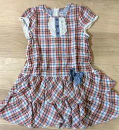 ミキハウス 110 ワンピース チェック レース 夏服