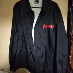 THRASHER フレイムロゴ コーチジャケット 黒