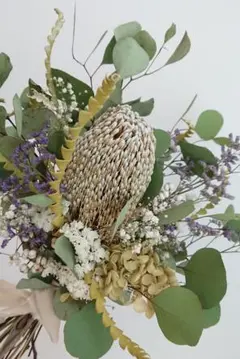 バンクシアのブーケ風スワッグ、ドライフラワースワッグ、ネイティブフラワー
