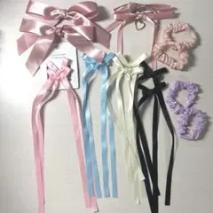 リボン まとめ クリップ ヘアアクセサリー ヘアゴム