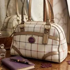 Coach Tattersall Mini Boston Bag F19177 Check Shoulder Bag