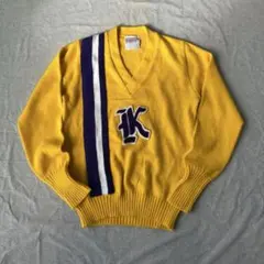 70s 80s チアリーダー ニット K ワッペン ヴィンテージ 古着