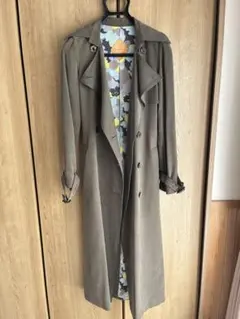 オリーブ ダブルブレスト トレンチコート