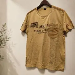 AVIREX ミリタリー 半袖Tシャツ ベージュ ポケット プリント ワッペンのサムネイル