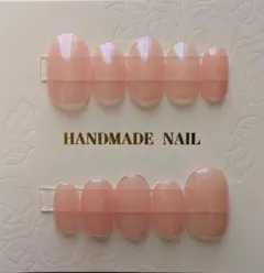 ネイルチップ049 スキンピンク シアカラー シンプル ミラーコート【受注専用】