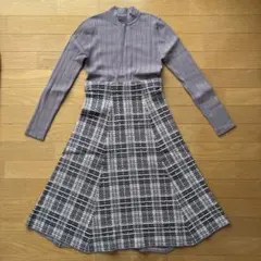 ［美品］プロポーションボディードレッシング 長袖ニットワンピース ブラウン M