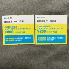 倉知温泉 マーゴの湯 入浴料＋岩盤浴割引クーポン 2枚 東海ウォーカーのサムネイル