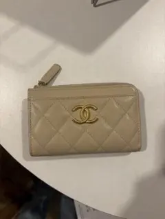 CHANEL ベージュ キルティング コインケース
