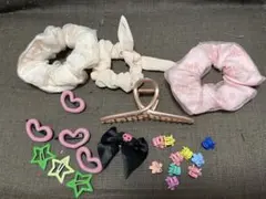 カラフルヘアアクセサリーセット　シュシュ　ピン留め