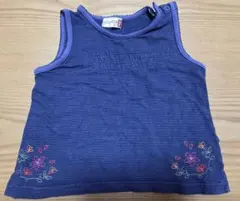 紫色 花刺繍 ノースリーブ　タンクトップ