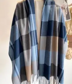 【新品　未使用】ストール　チェック　ブルー系