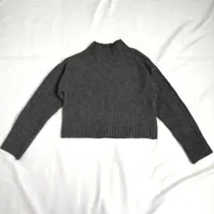 【GRL】グレイル ハイネック ショート丈ニット リブ編み グレー M