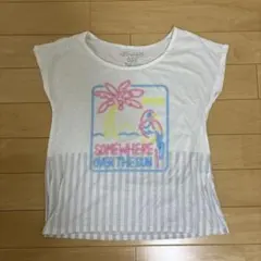 ワールド　Mサイズ　半袖 Tシャツ レディース　ノースリーブ　ホワイト　ネオンのサムネイル