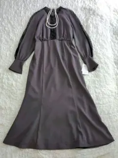 カラルス レース フレア ロングワンピース ドレス 結婚式 二次会 フォーマル