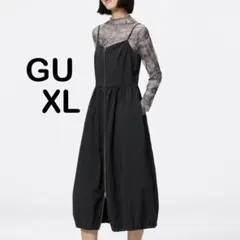 【GU】フロントジップバブルヘムワンピース-XL