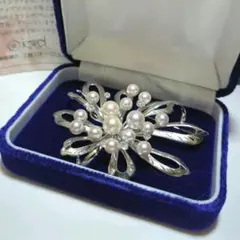 【極美品】あこや真珠 ブローチ SILVER 本真珠 パール