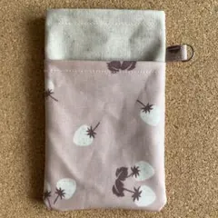 S①ラミネート　胸用ポケットペンケース　ナースポーチ　いちご柄　スリム　シンプル