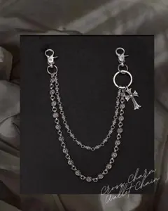 ウォレットチェーン　クロス　シルバー　y2k 男女兼用　パンツチェーン 55cm