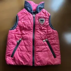 DOUBLE B ピンク ネイビーリバーシブルダウンベスト100