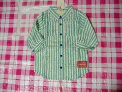 mother goose　120ｃｍ新品七分袖シャツ　黄色×白ストライプ　綿