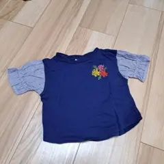BREEZE 花刺繍 ネイビー Tシャツ 80サイズ