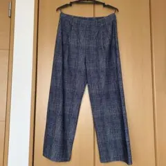 有木パンツ　裏起毛 チェック ワイドパンツ　3L