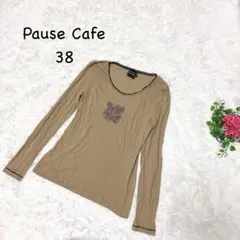 Pause Cafe【M】ベージュ 長袖Tシャツ 薄手　春夏　花柄プリント