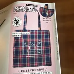 リンネル10月付録PEANUTS スヌーピー チェック織りBIGトート
