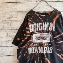 US古着 オリジナル ダウンロード Tシャツ カセットテープ タイダイ 黒 XL