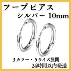◎シルバー 10mm 2個 フープピアス リングピアス サージカルステンレス