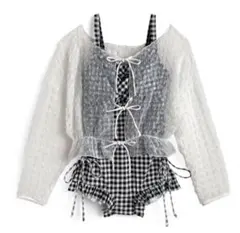 グレイル　ギンガムチェック柄水着×シアーカーディガンセットアップ（se441）