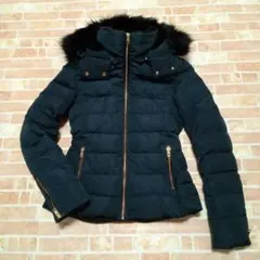 【極美品】ZARA ダウンジャケット ダックダウン　ファー　裏ボア　黒　XS