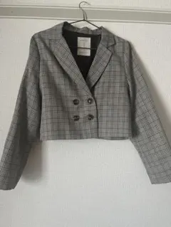 ブラウン系チェック テーラードジャケットとパンツセット