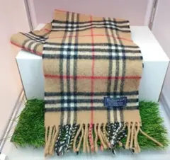 BURBERRY ノバチェック柄 マフラー 100%ラムウール　ベージュ 90年