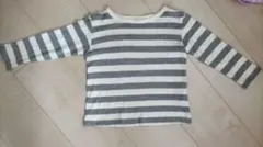 ボーダー 長袖カットソー グレー×ホワイト