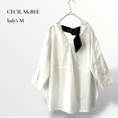 セシルマクビー／ベルト付き スキッパーシャツ プルオーバー 七分袖