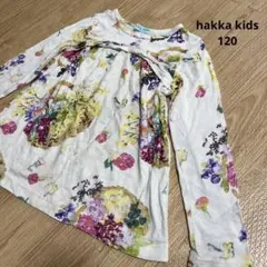 hakka kids 薄手　オフホワイト 花柄　ワンピース　Tシャツ　120