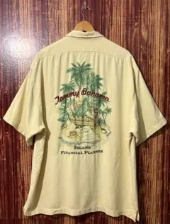『Tommy Bahama』シルク アロハシャツ XL 黄 刺繍のサムネイル