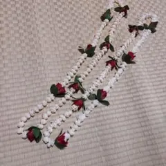 フラダンス用レイ 白赤とパニエ９番　セット