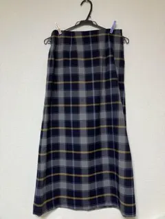 【レプシィム】ロングスカート　チェック　紺　M