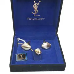 美品 サンローラン カフス タイタック コンビ ゴールド YSL