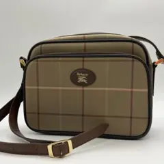 バーバリー　ショルダーバッグ　ホースロゴ　チェック　キャンバス　レザー　タマムシのサムネイル