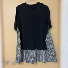 レディース　半袖　チュニック　トップス　Lサイズ　倉　チェック柄のサムネイル