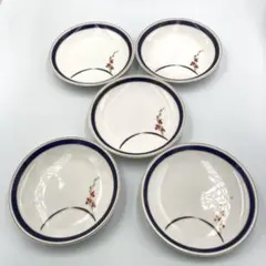 有田焼 ボーンチャイナ 皿5枚セット ネイビー 和食器 未使用 直径16cm