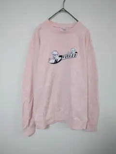プリントスター　スウェット　メンズL　ピンク色系　前面プリント　綿100％