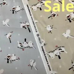 【特価】シマエナガ生地　オックス　可愛い　シマエナガ柄　ハンドメイド生地　2
